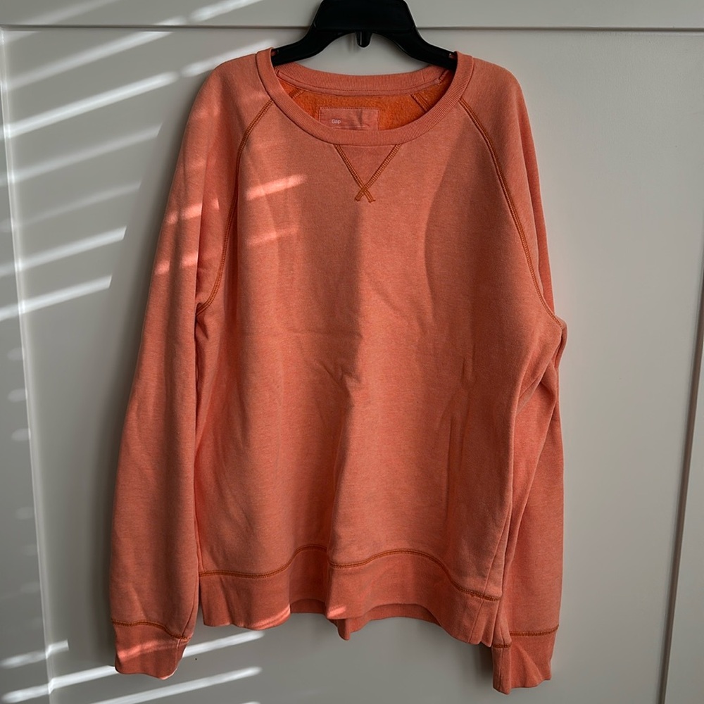 Gap Fit long line cotton blend sweatshirt, orange, XL